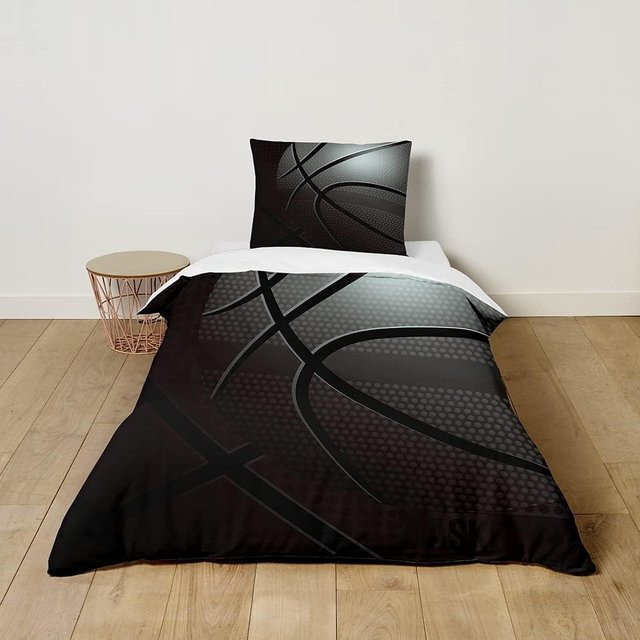 Flylo 3D Basketball Bettwäsche-Set für Jungen in Schwarz mit Kissenbezügen, B/H: 70 x 133 cm - Bild 1