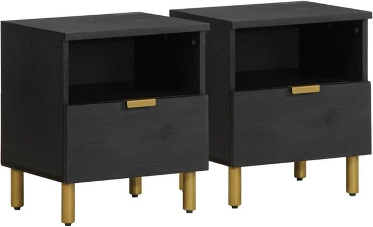 Moderner Nachttisch aus Holzwerkstoff von vidaxl in Schwarz, B/T/H: 40 x 33 x 46 cm - Bild 1