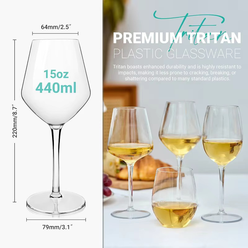 MICHLEY Weinglas-Set aus unzerbrechlichem Tritan-Kunststoff, transparent, 443,6 ml - Bild 3