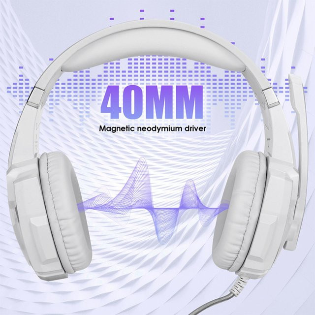 OutsideWorld Over-Ear Gaming-Headset mit 3,5 mm Klinke, geräuschisolierendem Mikrofon und LED-Beleuchtung in Weiß - Bild 1