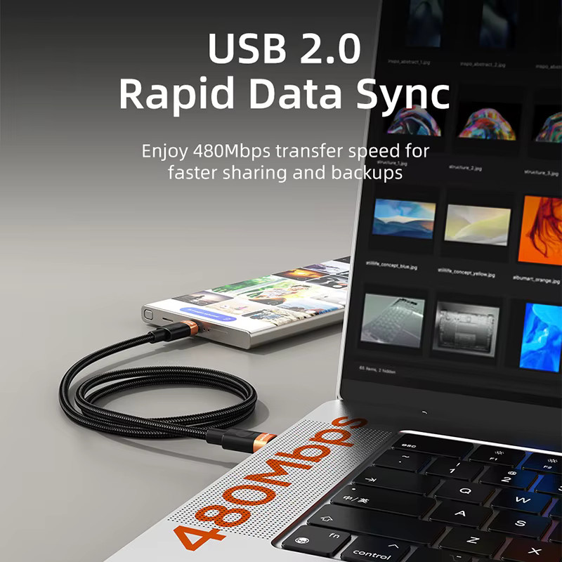 CABLETIME USB-C Schnellladekabel PD 60W 480Mbps in Schwarz - Bild 4