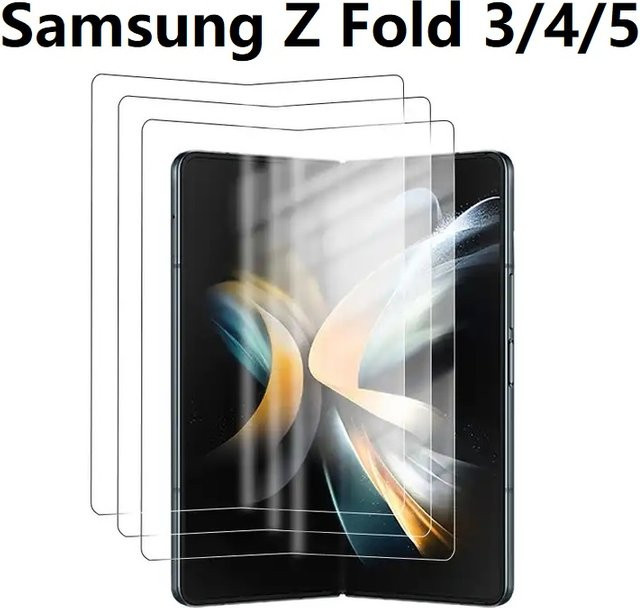 3er Pack Samsung Galaxy Z Fold 5, Z Fold 4 und Z Fold 3 Hydrogel Displayschutzfolie mit voller Abdeckung, transparent - Bild 1