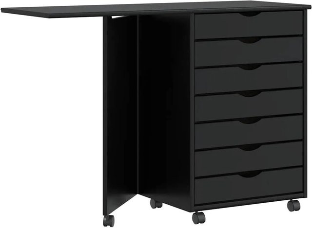 vidaXL Rollschrank MOSS mit Schreibtisch aus Massivholz Kiefer in Schwarz - Bild 1