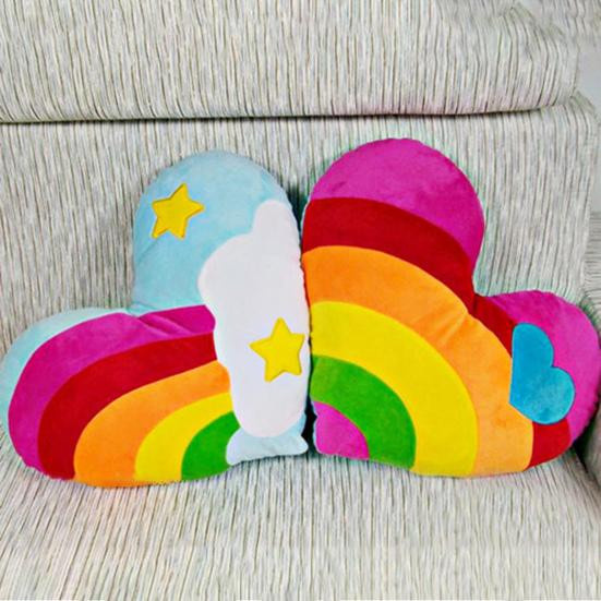 Yousheng Regenbogen Herz Kissen, flauschiges Plüschkissen mit Herz-Print, multicolor, gefüllt mit PP-Baumwolle, Breite: 35 cm, Höhe: 35 cm - Bild 2