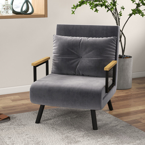 HOMCOM Schlafsofa mit Bettfunktion und Armlehnen in Dunkelgrau, B/T/H: 63 x 73 x 81 cm - Bild 2