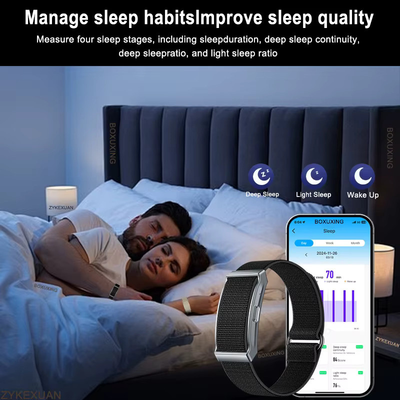 BOXUXING Smart Fitness Tracker Armband in Schwarz mit Herzfrequenzmessung, Schlafmonitor und Anruf-Erinnerung, wasserdicht - Bild 5