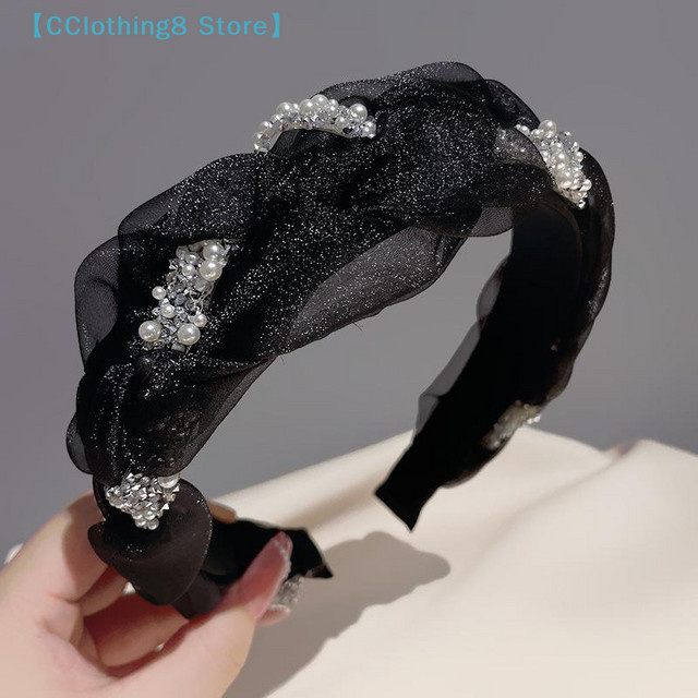AliS8 Stirnband mit Perlen und Strass, Spitze, für Damen und Mädchen - Bild 1
