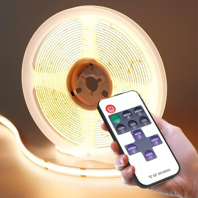 Acosh Neon dimmbarer FCOB LED-Streifen mit RF-Fernbedienung und USB-Anschluss in Warmweiß für Schrank, Schlafzimmer und Möbel - Bild 1