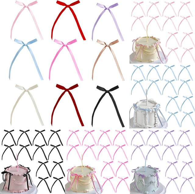 MicroPlush Schleifenband-Set für Kuchendekoration und Cupcakes in Rosa, Blau und Lila - Bild 1