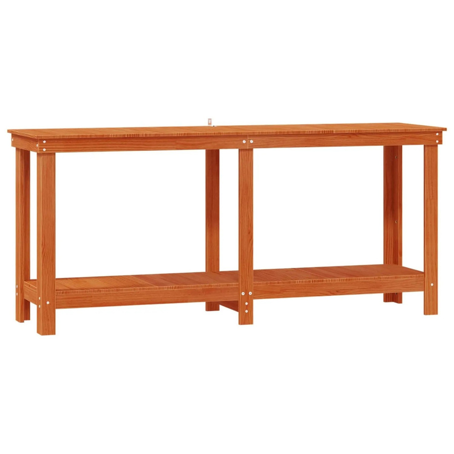 vidaXL Werkbank aus massivem Kiefernholz in Wachsbraun, B/T/H: 180 x 50 x 80 cm - Bild 2