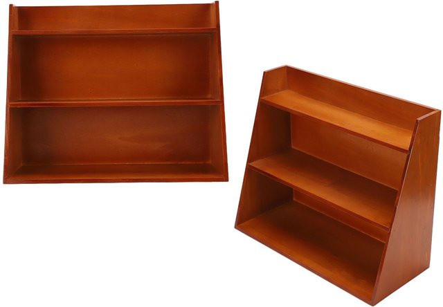KaiSai Vintage Ausstellungsregal aus Holz in Braun, 3-stufiges Wandregal zur dekorativen Lagerung - Bild 1