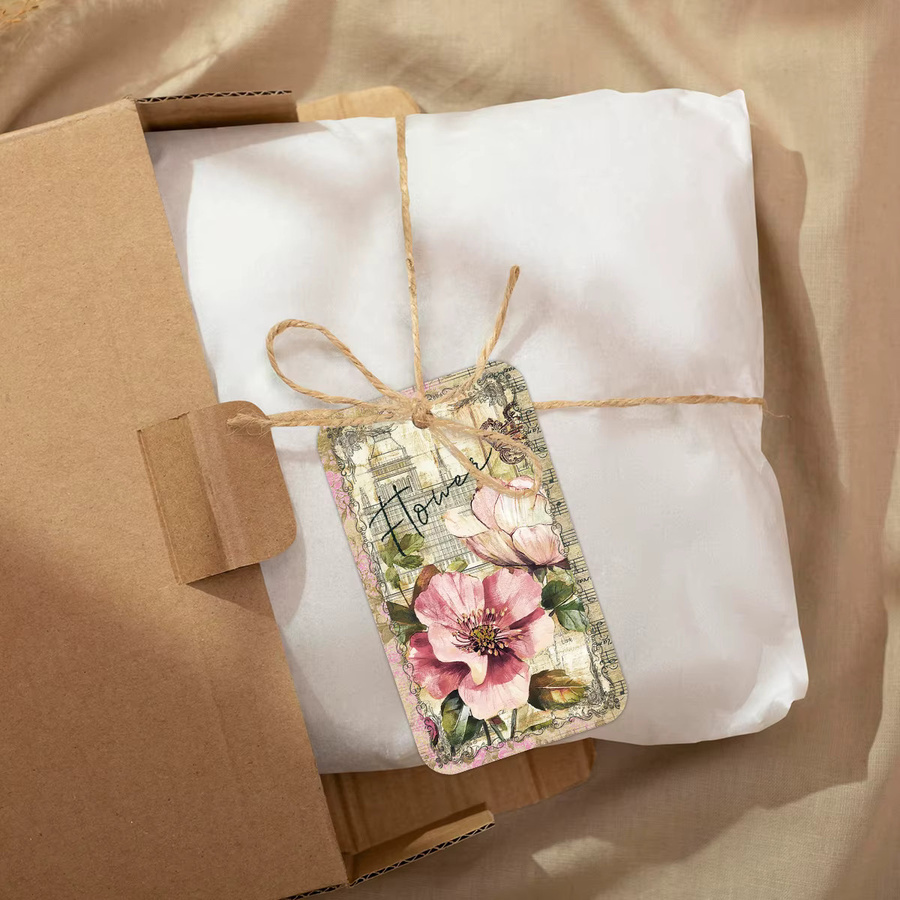 50 Stück handgefertigte Hängeanhänger aus Papier mit Blumen- und Vogelmotiven und Hanfseil in Mehrfarben für Ostern, Gartenpartys oder Hochzeiten - Bild 4
