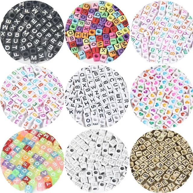 Acryl Buchstaben Perlen, Alphabet Perlen, Quadrat, für Schmuck Machen - Bild 1