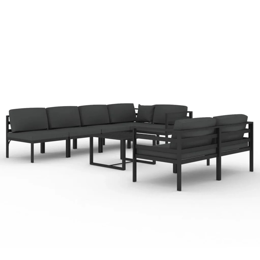 vidaXL 8-tlg Garten-Lounge-Set Modell 6 aus Aluminium in Anthrazit mit Polsterkissen - Bild 2