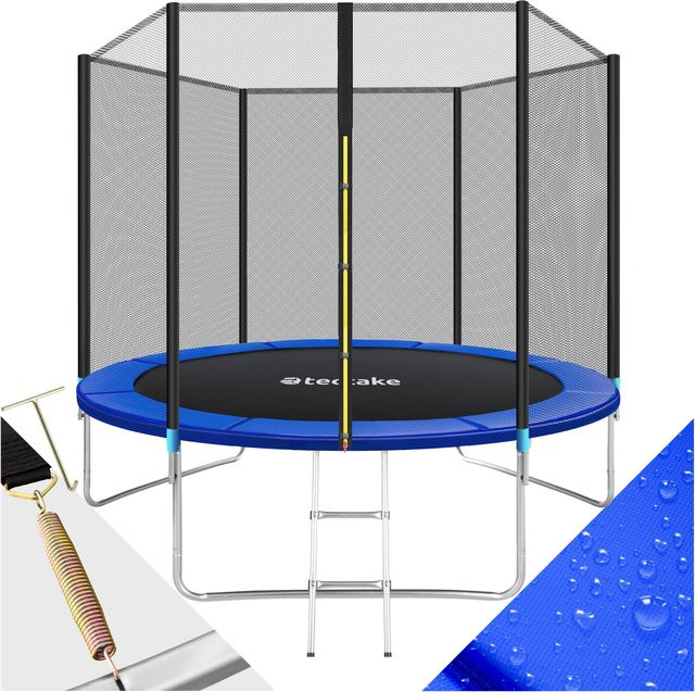 tectake Trampolin Garfunky mit Sicherheitsnetz und Einstiegsleiter, Durchmesser: 305 cm, Schwarz Blau, GS zertifiziert - Bild 1