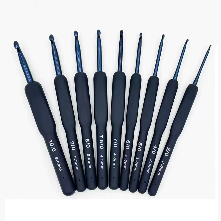 9-teiliges Häkelnadel-Set aus Aluminium mit blauem Weichgriff - Bild 2
