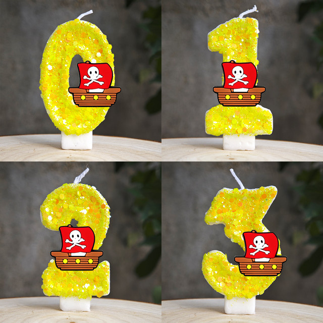 Bandai One Piece Geburtstagskerzen-Set, Piratenschiff Kuchenaufsatz - Bild 1