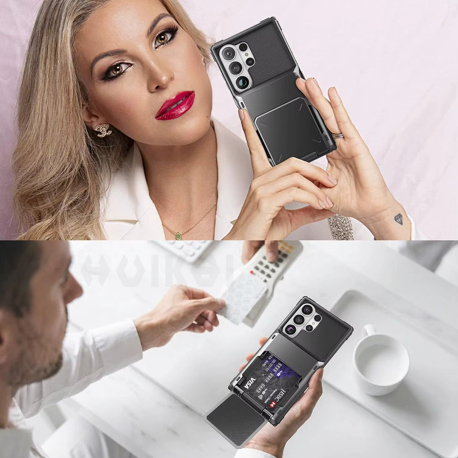 Robuste Schutzhülle für Samsung Galaxy S26 Ultra S25 S24 S23 mit Kartenhalter und verstecktem Klappschlitz als Brieftasche in Schwarz oder Blau - Bild 6