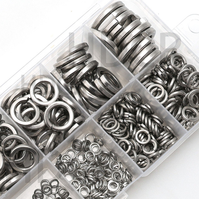 620 Stück Edelstahl Federsicherungsscheiben, offene elastische Federscheiben in Silber, Set mit M2 M3 M4 M5 M6 M10 M12 - Bild 1