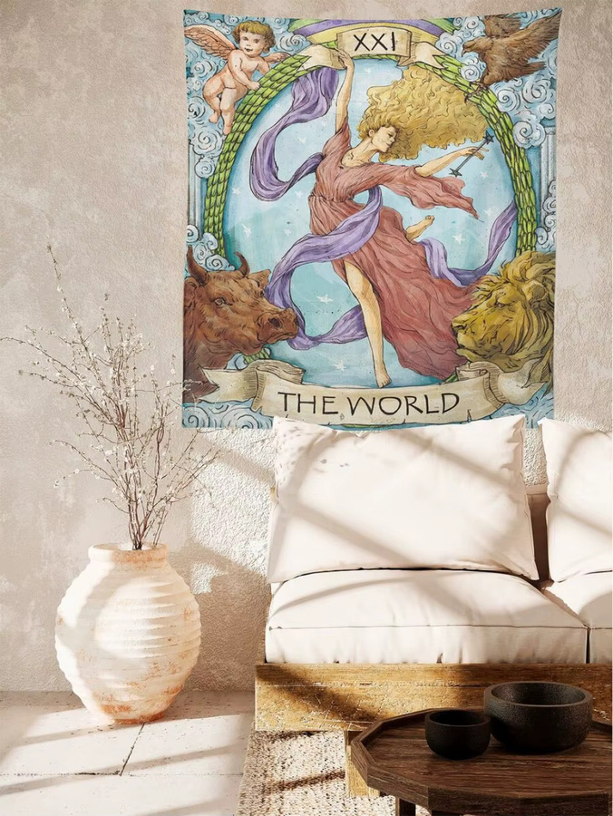 VIKAMA The World Tarot-Karten Wandteppich mit mystischer Grafik in Multicolour - Bild 3