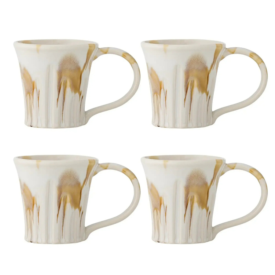 Bloomingville Becher Joseph aus Steingut in Braun, 4 Stück - Bild 1