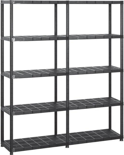 vidaXL Lagerregal mit 5 Böden aus Kunststoff in Schwarz, B/T/H: 142 x 38 x 170 cm - Bild 1