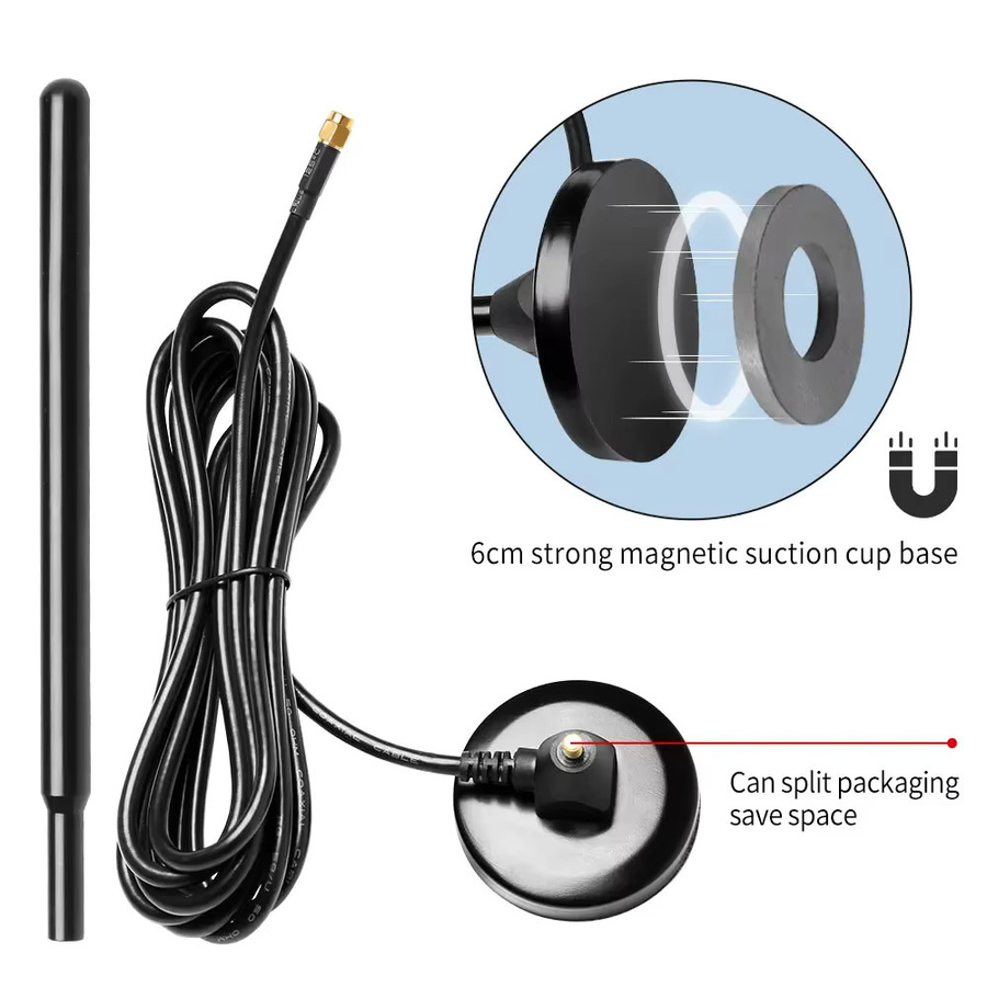 NOWEPOCH LoRa Antenne für Helium Hotspot mit Magnetfuß und 3m Kabel, 38dBi Verstärkung, SMA-Stecker, Schwarz - Bild 3