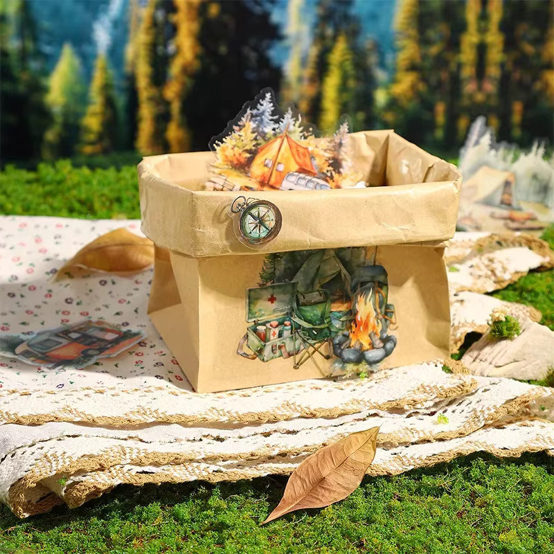 WaldAlien Supplies Camping Landschaft Aufkleber Set aus PET-Material, 20 Blatt, Braun und Mehrfarbig, B: 13,1 cm x H: 9,5 cm - Bild 2
