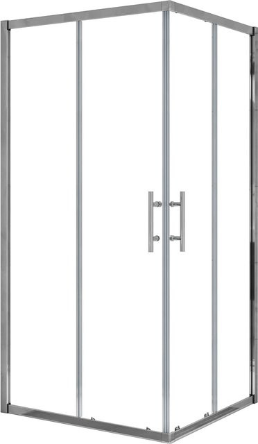 AICA Duschkabine Eckeinstieg mit Schiebetür aus 6mm Nano ESG Glas in Transparent/Silber, B/T/H: 90 x 90 x 185 cm - Bild 1