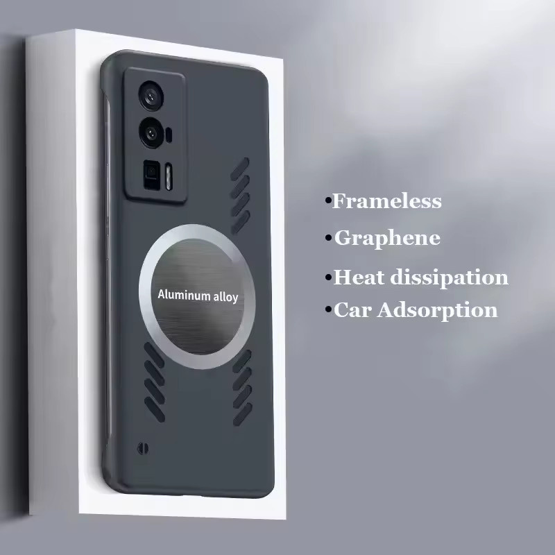 LYYDFUMAN Magnetische Stoßfeste Handyhülle mit Rahmenloser Wärmeableitung für Realme GT NEO 2 3 3T 6 SE GT6 6T 10 11 12 13 14 Pro Plus in Schwarz und Orange - Bild 1