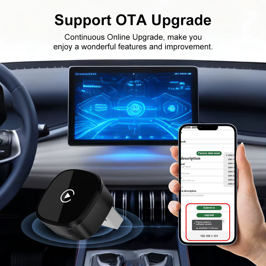 FLIXIVI CarPlay und Android Auto Adapter Plug-and-Play für VW Toyota Nissan Ford Benz von kabelgebunden zu kabellos in Schwarz und Grau - Bild 2