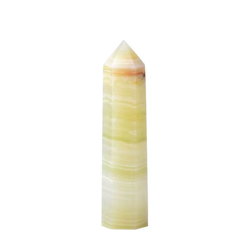 RYCRYSTAL Afghanische Jade Quarz Turm aus natürlichem Kristall in Hellgelb und Grün als Heilstein für Reiki und Wohnkultur - Bild 2