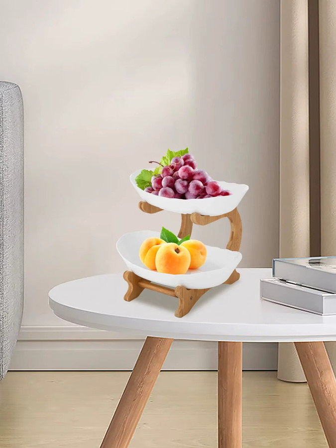 Bymaocar 2-stufige Obstschale als Obstkorbständer und Obsttablett mit abnehmbarem Design für Früchte, Desserts und Süßigkeiten - Bild 3
