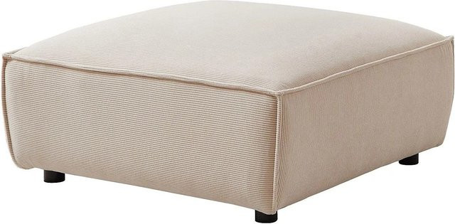 Vente-unique Sitzhocker Borore in Beige mit Cord-Bezug, Durchmesser: 95 cm - Bild 1