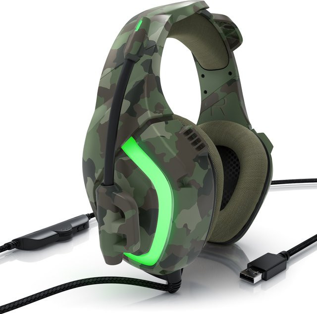 CSL USB Gaming Headset GHS-103 Over-Ear Kopfhörer mit Mikrofon für PC und PS4/PS4 Pro in Multicolour/Grün - Bild 1