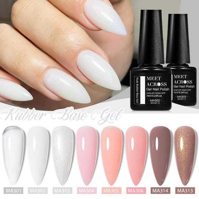 MEET ACROSS Nude Rubber Base Gel Jelly Pink, 7 ml, Nagellack - Bild 1