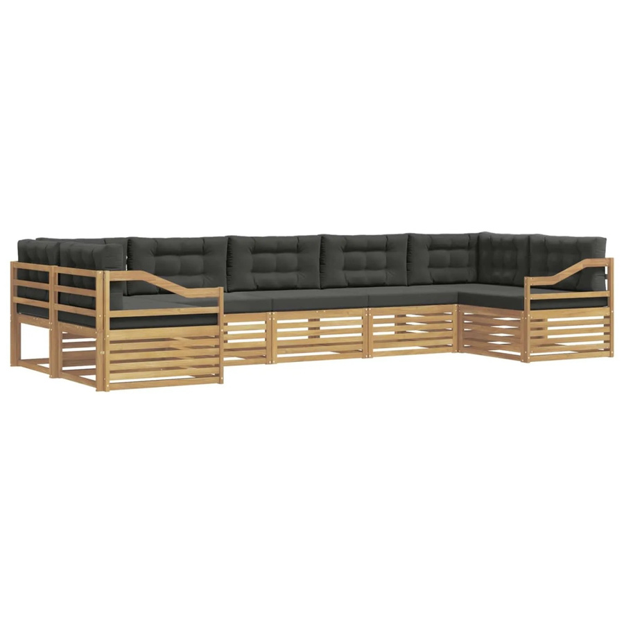 vidaXL Outdoor-Sofagarnitur 7-teilig aus Akazienholz und UV-beständigem Polyester in Anthrazit und Weiß - Bild 2