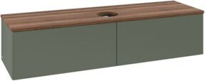 V&B Waschtischunterschrank Antao ohne Frontstruktur mit Beleuchtung, Farbe Walnuss und Grau, B/T: 160 x 50 cm - Bild 1
