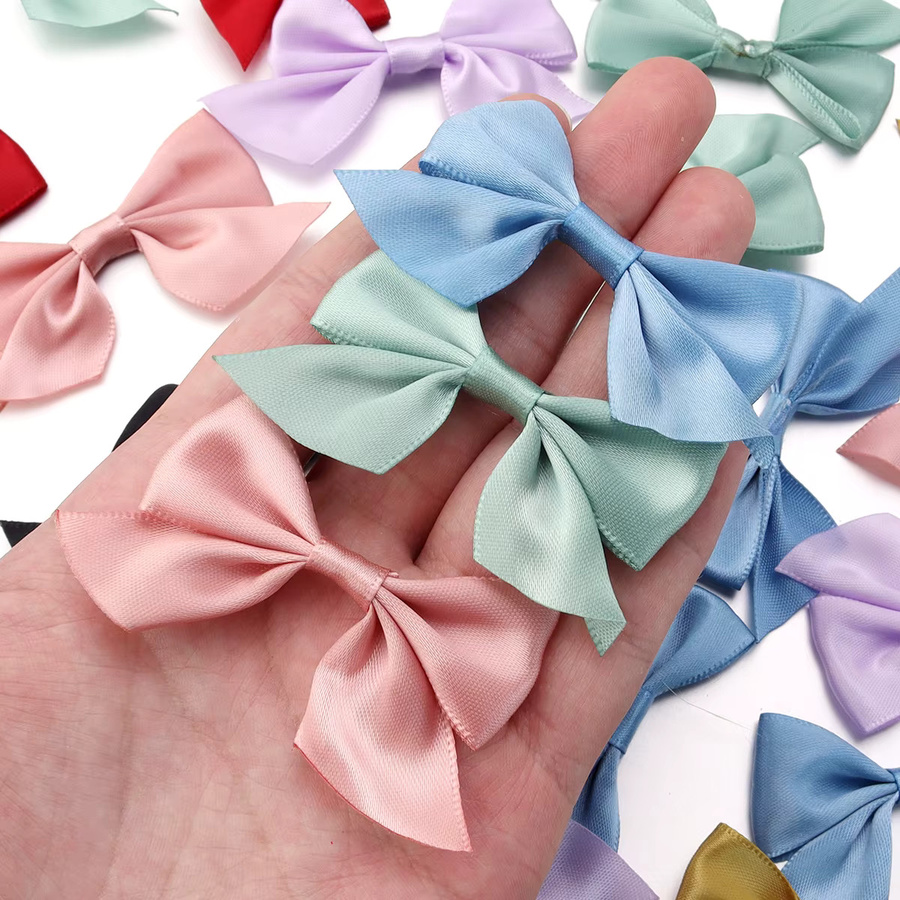 20 Stück bunte Polyester Satin Schleifenblumen für DIY Dekoration, B/H: 4 x 7 cm, Multicolour - Bild 6