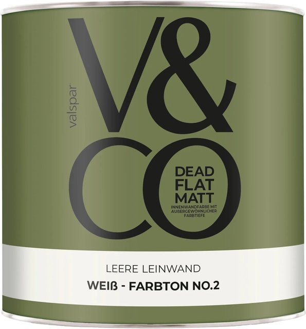 V&CO Premium-Innenfarbe Dispersion in Weiß, Dead Matt, wasserbasiert und konservierungsmittelfrei, 2,5 l - Bild 1