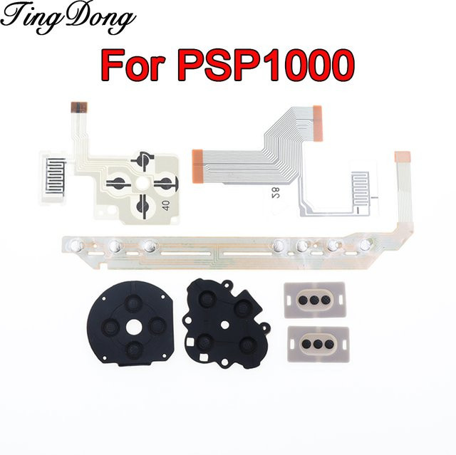 TingDong Ersatzteil-Set für PSP1000 PlayStation Spielkonsole mit leitfähigen Silikon-Gummi-Tastenpads und Flexkabel - Bild 1