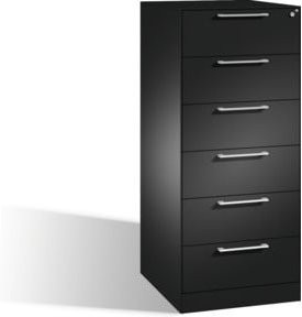 C+P Karteischrank Asisto für DIN A5 quer, 6 Schubladen, zweibahnig, Schwarzgrau, B/T/H: 60,0 x 56,2 x 131,0 cm - Bild 1