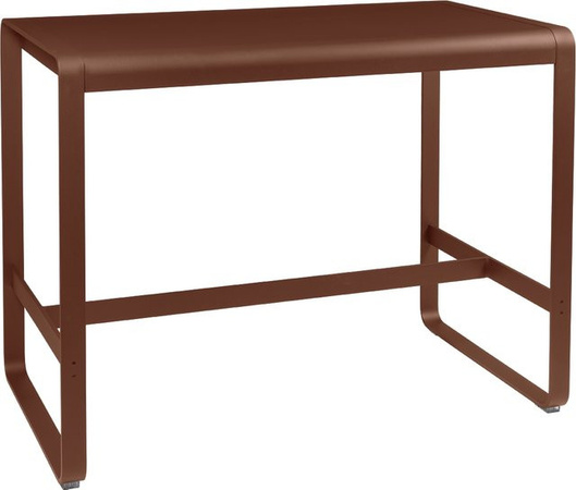 Fermob Bellevie Stehtisch aus lackiertem Metall für Garten, Balkon und Terrasse in Rot und Braun