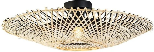 QAZQA Rina Orientalische Deckenlampe aus Rattan und Bambus, Schwarz/Beige, Durchmesser: 50 cm - Bild 1