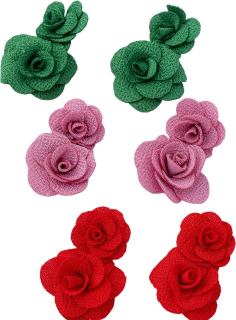 Ohrringe, Stoffblumen, blumenförmig - Bild 1