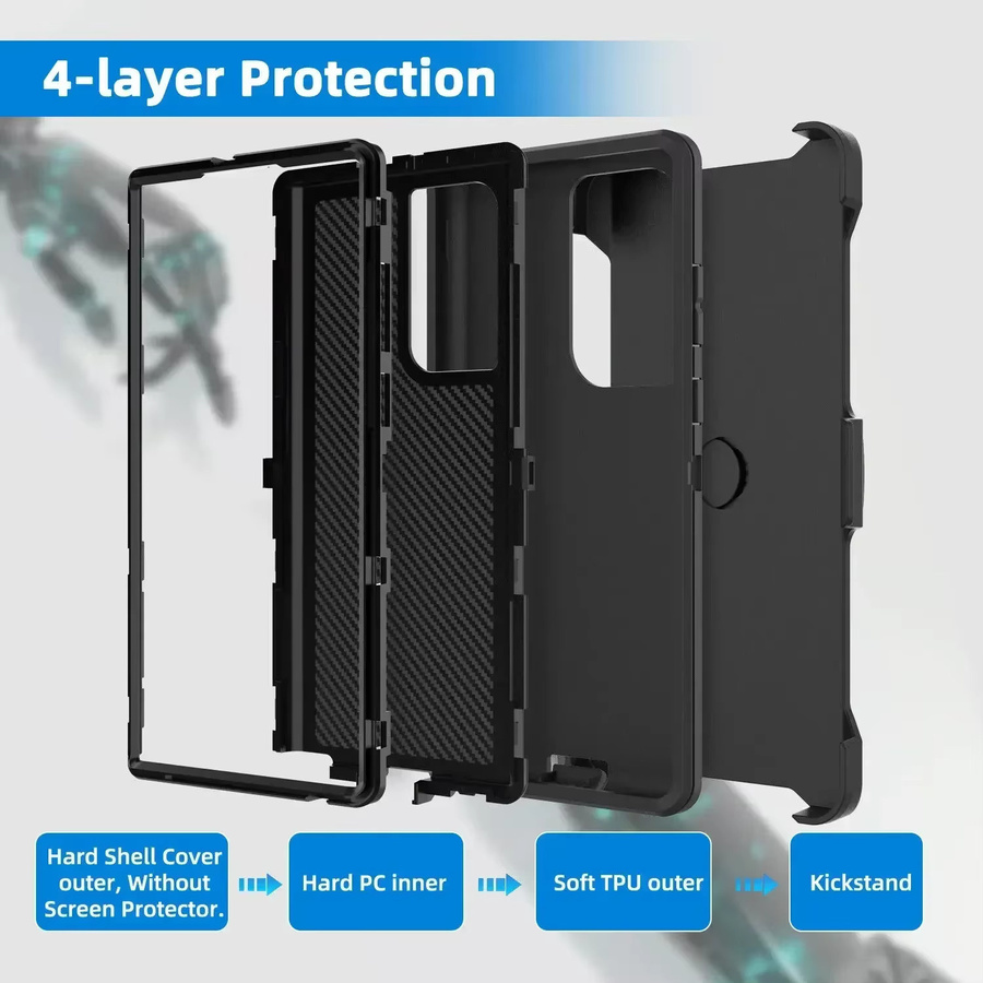3in1 Rugged Armor Schutzhülle mit Clip für Samsung Galaxy Serie in Schwarz oder Blau - Bild 2