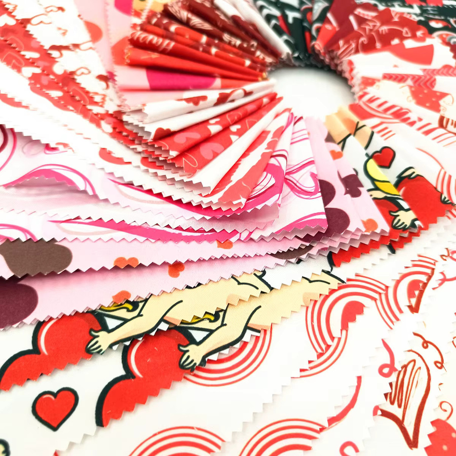 40 Stück Valentinstag Stoffstreifen Love Kiss in Rot aus gesteppter Polyester-Baumwollmischung zum Nähen und Organisieren - Bild 2