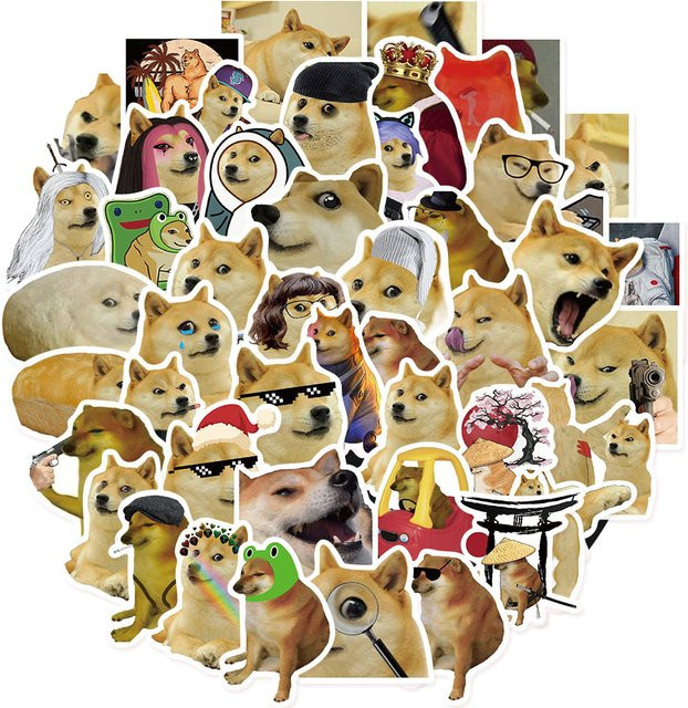 50 Stück selbstklebende Worry Dog Fun Dog Serie Aufkleber mit kreativen Emojis in Multicolour - Bild 1