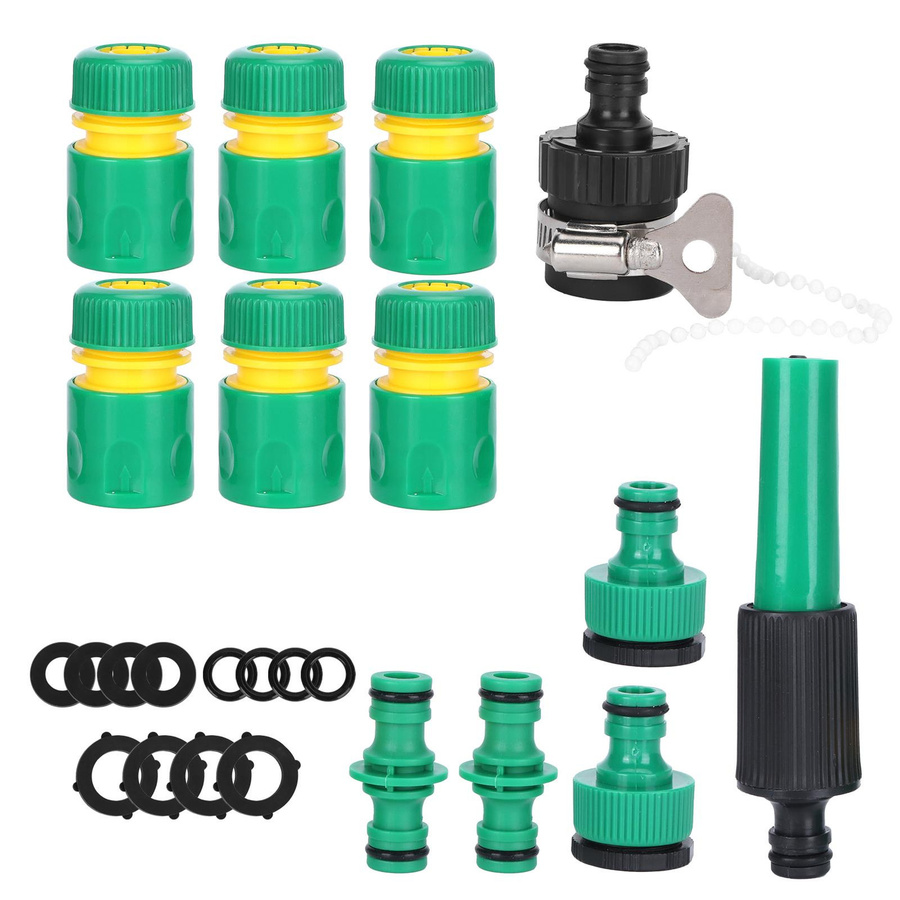 24-teiliges Schlauchverbinder-Set für Gartenbewässerung und Autowäsche mit G1 2 Anschluss und Dichtungszubehör aus ABS-Kunststoff - Bild 5