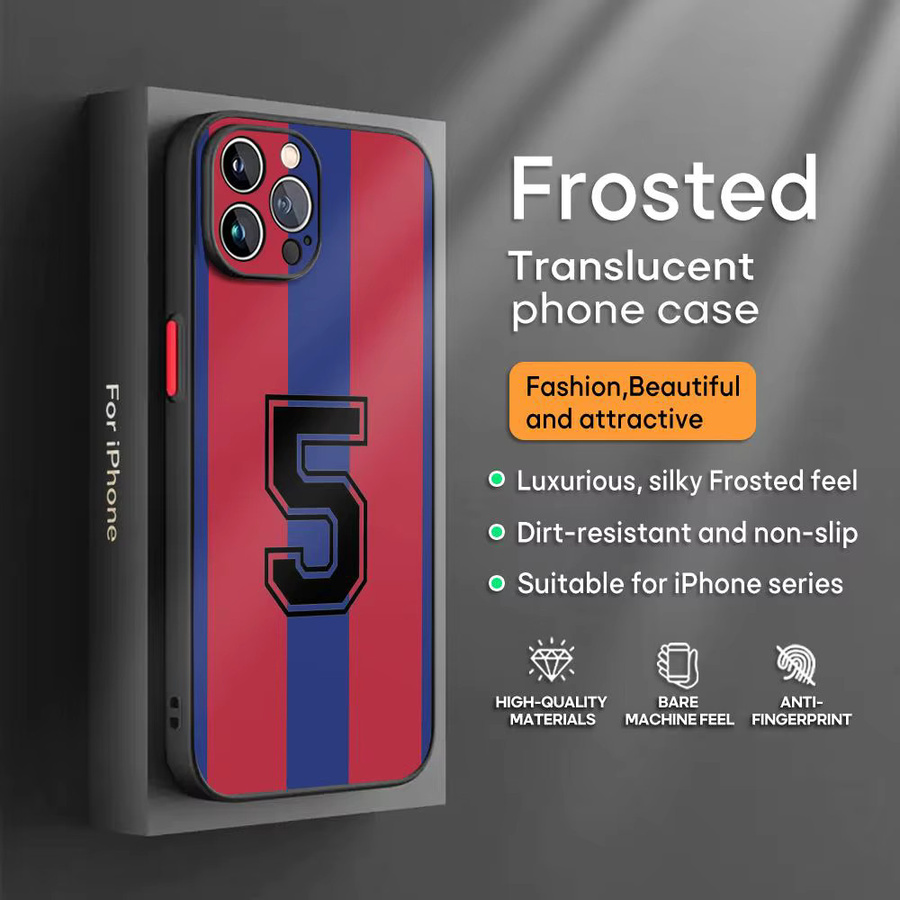 FC Barcelona Fußballtrikot Handyhülle für iPhone 17 16 15 14 13 12 Pro Max Plus Mini, mattiert und sturzsicher, Multicolor - Bild 1